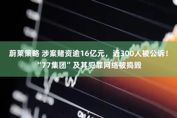 蔚莱策略 涉案赌资逾16亿元，近300人被公诉！“77集团”及其犯罪网络被捣毁