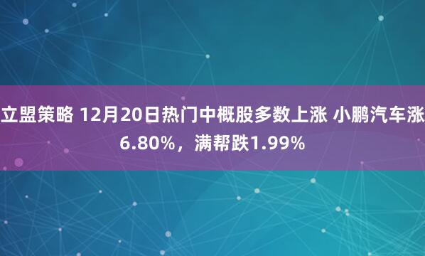 立盟策略 12月20日热门中概股多数上涨 小鹏汽车涨6.80%，满帮跌1.99%